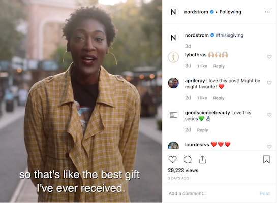 Here's a holiday social post idea from Nordstrom.