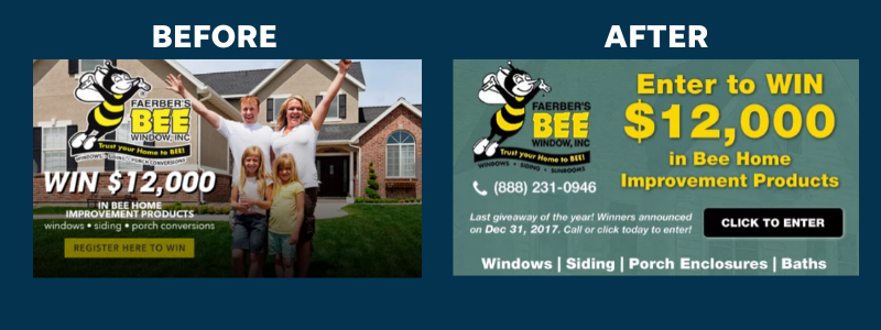 Before and after of another ad using LOCALiQ's data-informed design to improve ads.