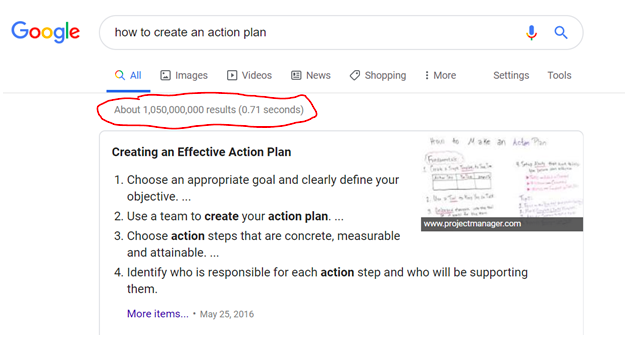 There are a lot of ways to come up with an action plan. A belief plan might be a better way to achieve your goals.