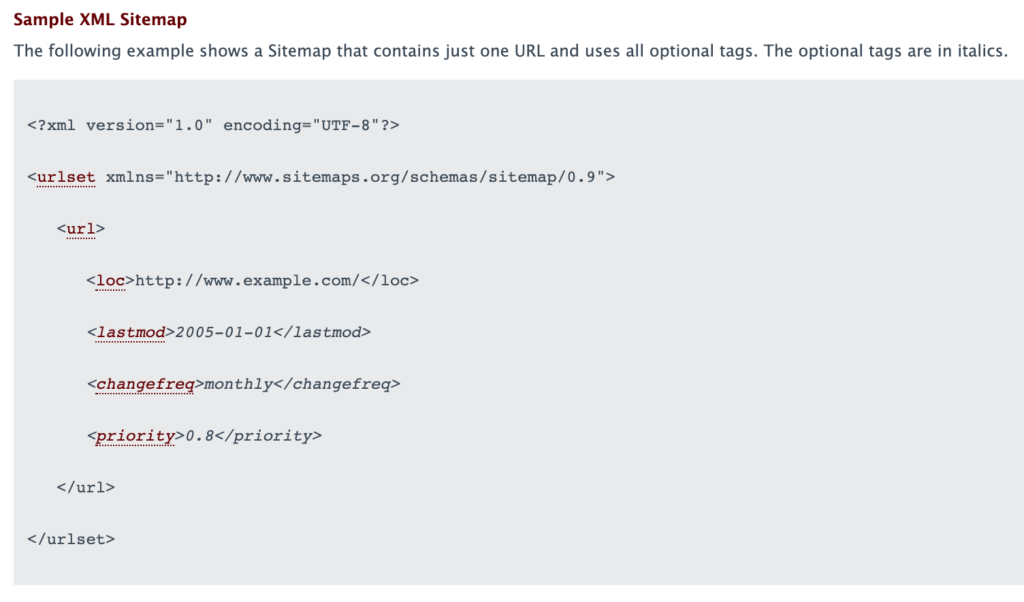 SEO Website Design - Here's an example of an XML sitemap.