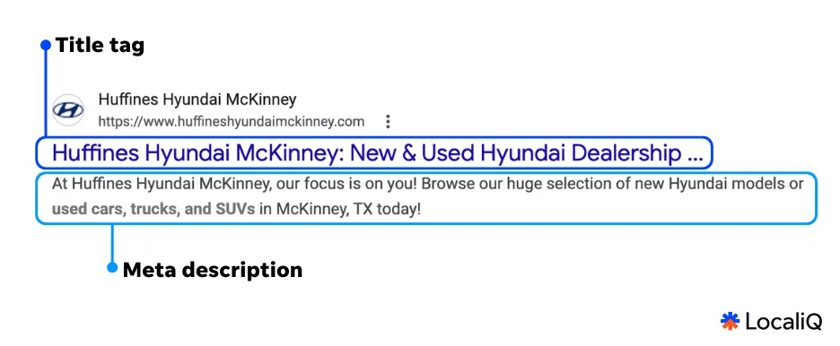 car dealer seo metadata example