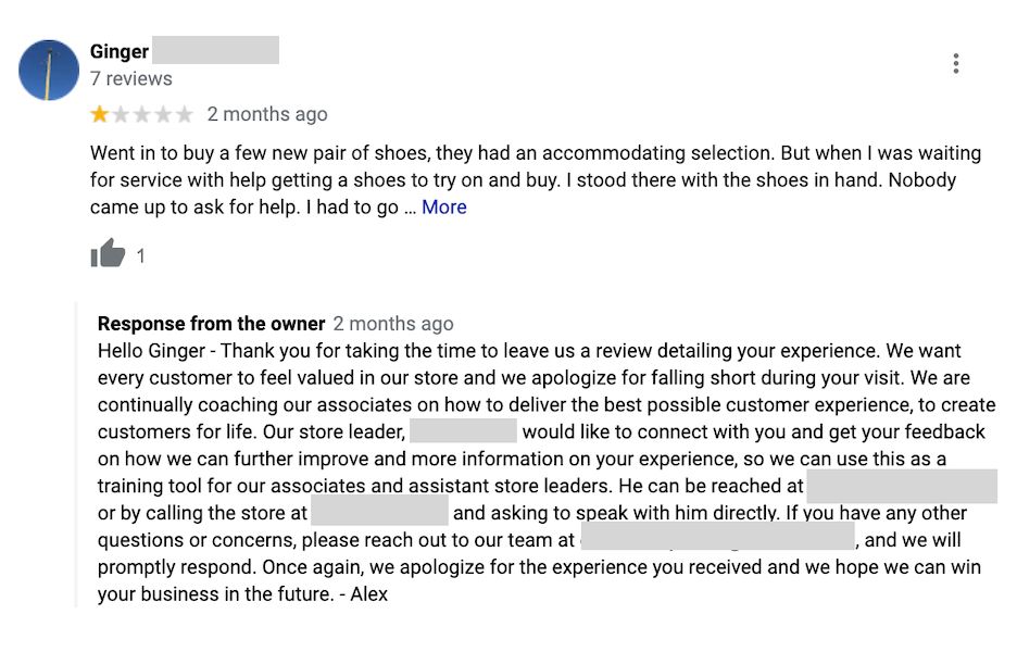 how to respond to negative reviews example from business sharing how they made improvements