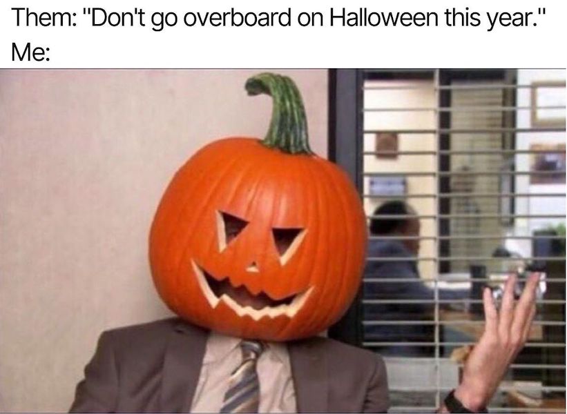halloween meme - dwight pumpkin head from the office