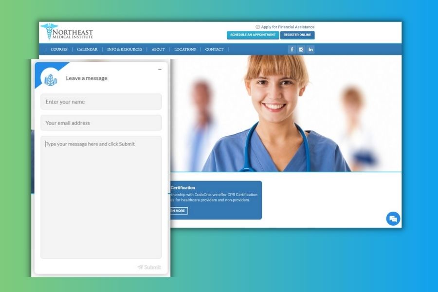 live chat examples - small health education business web chat