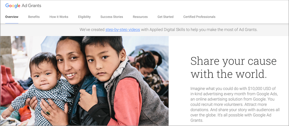 Google Ads Grants allow nonprofits to get free budget from Google for Google Ads for nonprofits.