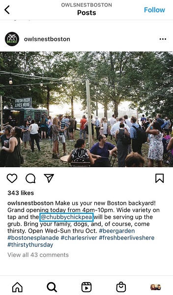 grand opening - example of a grand opening partnership being promoted on instagram