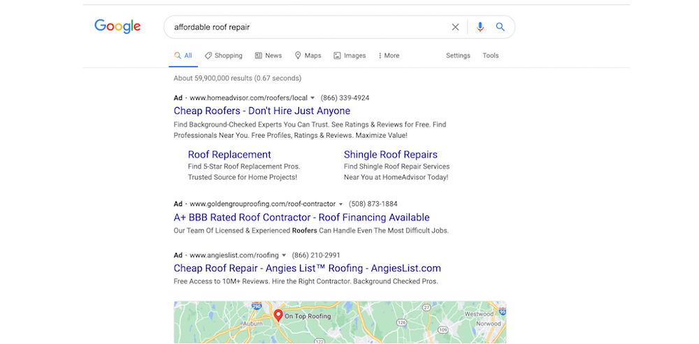 how to drive more traffic to your website - run google ads - example of google ads in serp