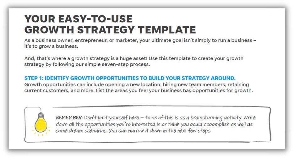 growth strategy template example from localiq