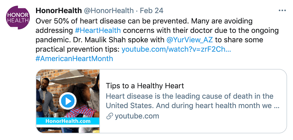 how to use hashtags - healthcare industry hashtags - example