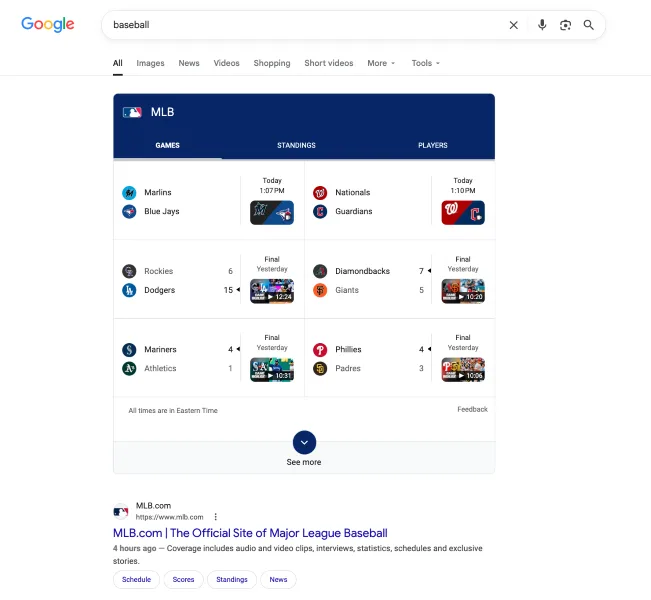 how to get more traffic- baseball search results