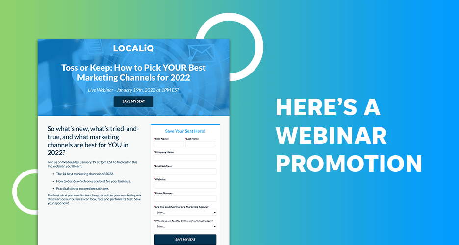 localiq marketing jobs - webinar promotion example