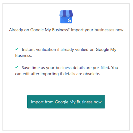 bing business listing - manage with google my business