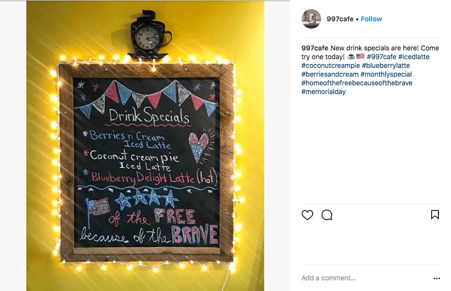 memorial day social media ideas - cafe 997