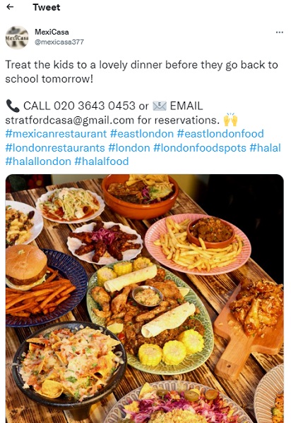 back-to-school campaigns - restaurant back-to-school dinner promotion tweet
