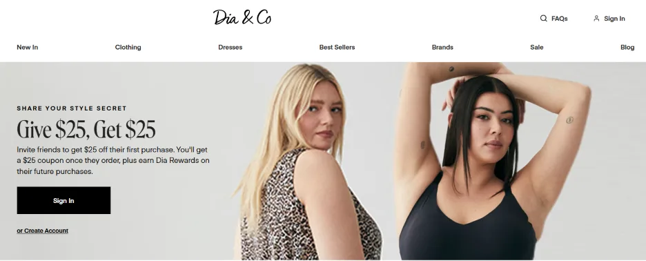 Customer referral program - referral program from Dia & Co.