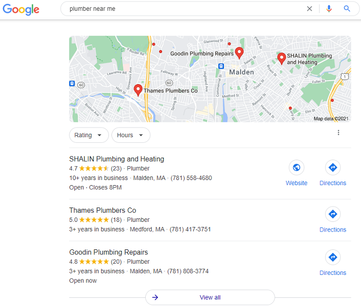 what is google my business - google my business home services example