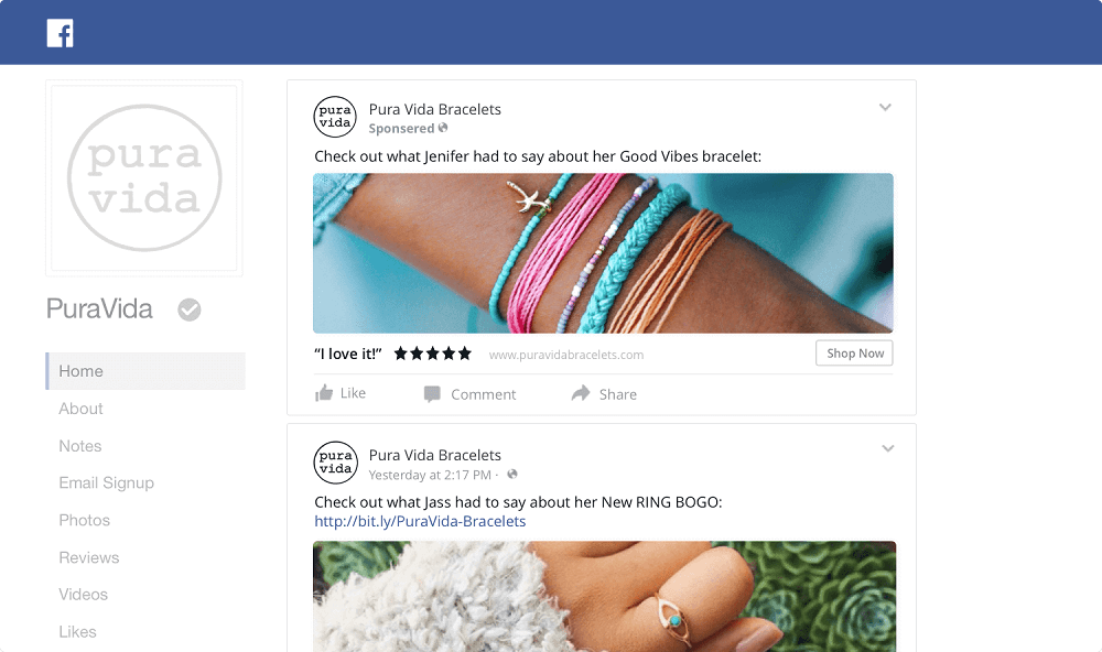 facebook recommendations - example of a facebook recommendation for a small business
