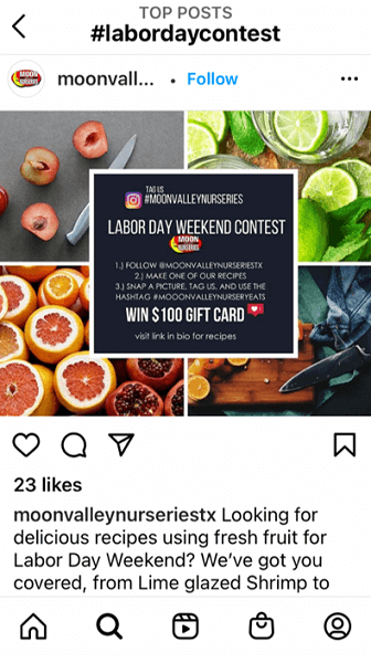 labor day social media posts - labor day contest on instagram example