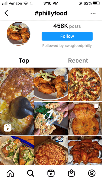 how the instagram feed works - instagam hashtag search example