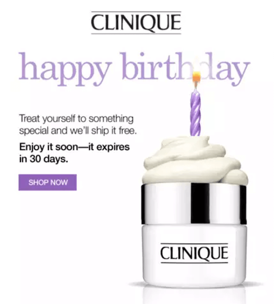 birthday email ideas - free shipping example