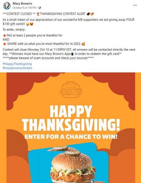 thanksgiving marketing ideas - thanksgiving social media contest