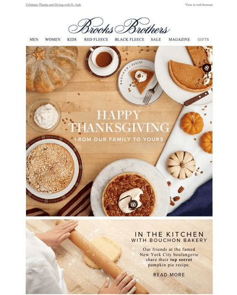 thanksgiving marketing ideas - small business thanksgiving email