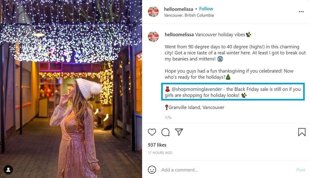 christmas social media posts - influencer marketing