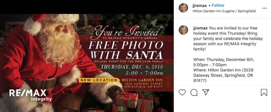 christmas social media ideas - event social post example