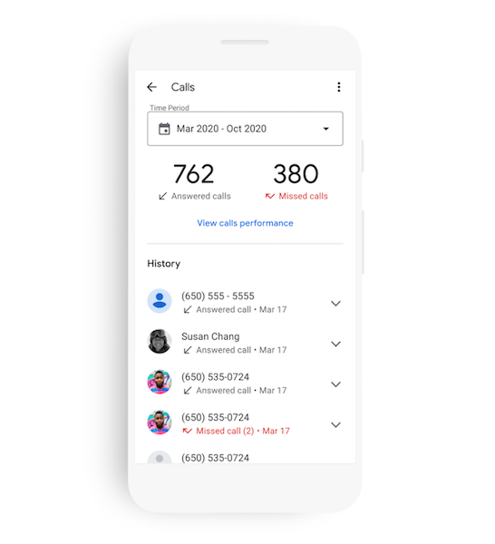 google business profile - call history