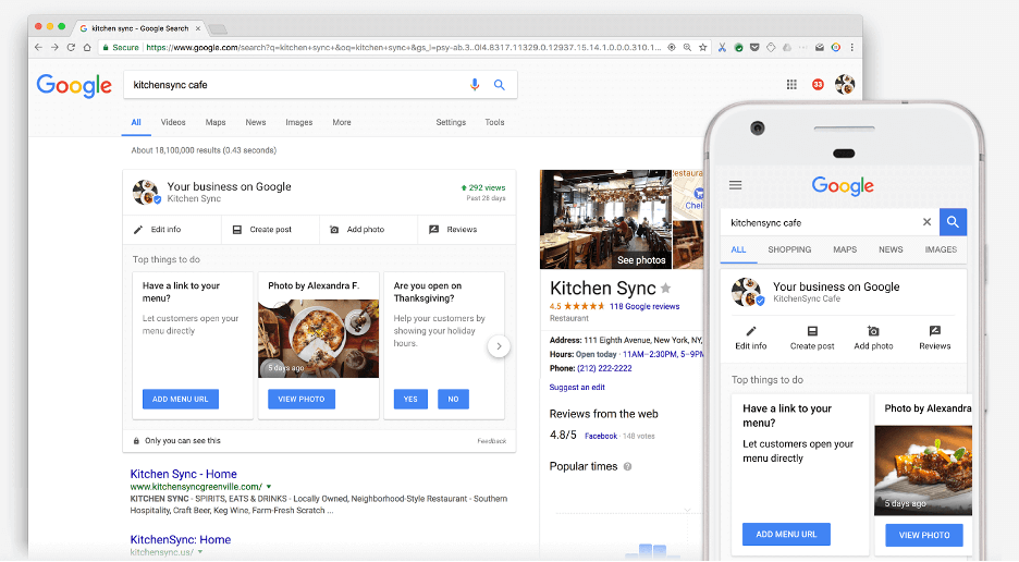 google business profile - manage listing on google search