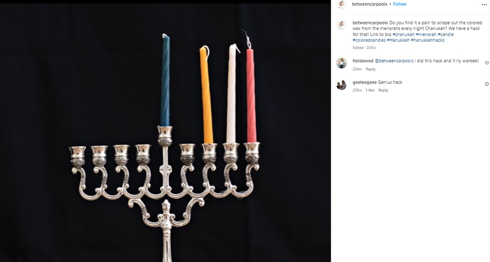 holiday hashtags - hanukkah tips instagram post