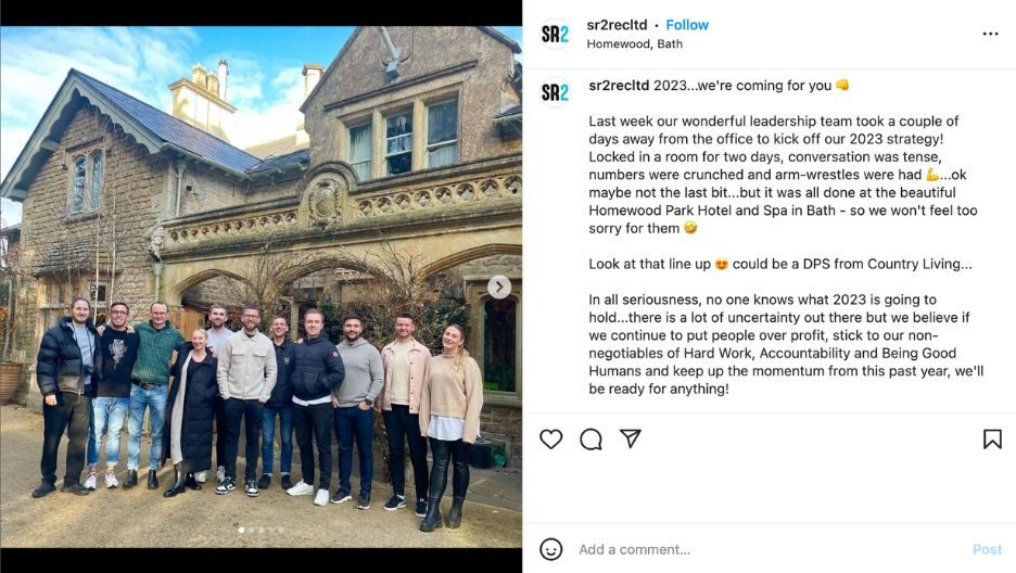 january social media posts - 2023 planning example from recruitment agency on instagram