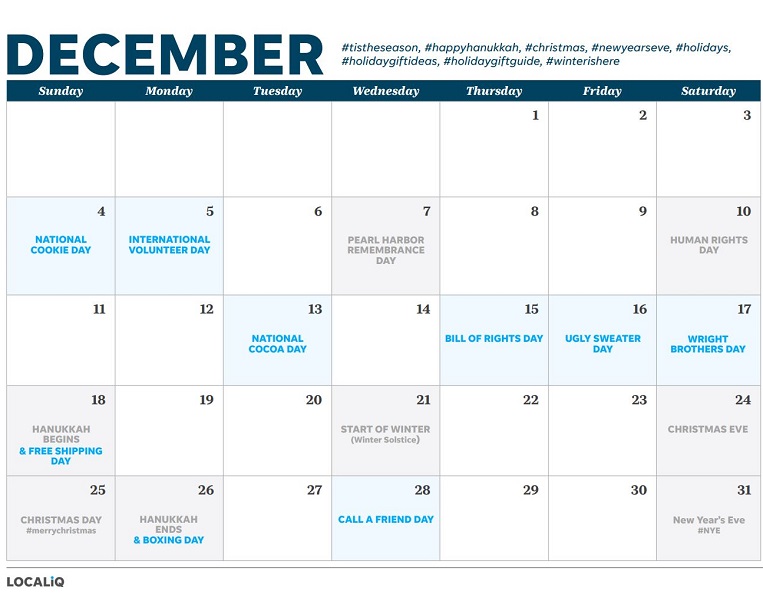 79 Delightful December Social Media Holidays & Ideas