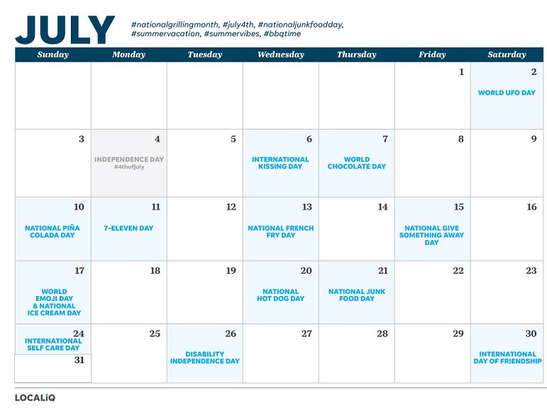example of marketing planning calendar