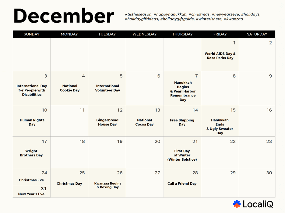 december 2023 marketing calendar