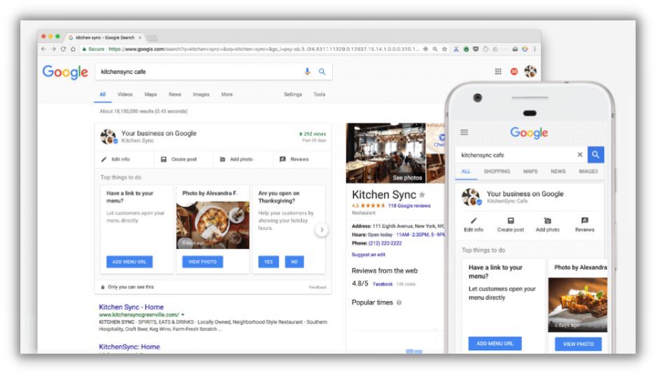 example of managing google business profile within google search