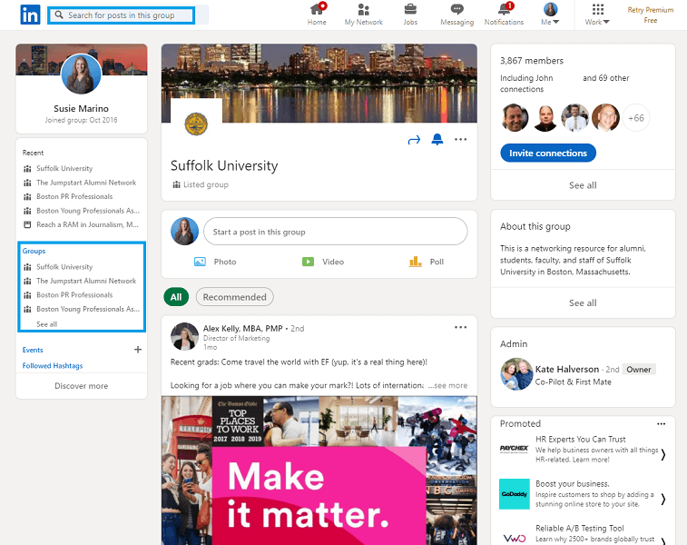 linkedin company page - group view example