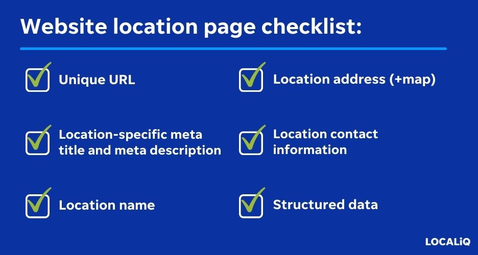 multi-location seo - location page checklist