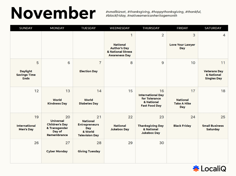 november 2023 marketing calendar