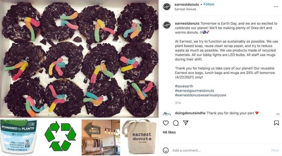 2022 social media marketing trends - instagram post example from business supporting earth day