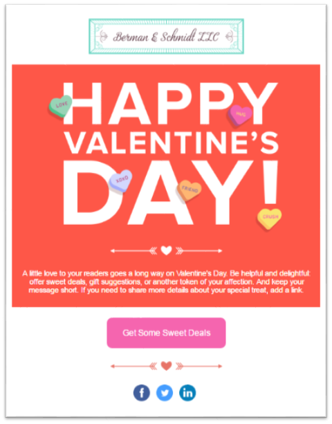 valentines day marketing ideas - small business valentines day email example