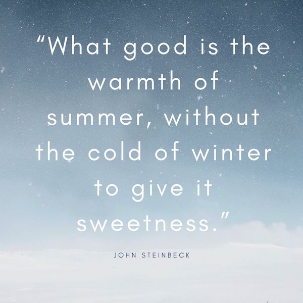 winter instagram post with john steinbeck quote