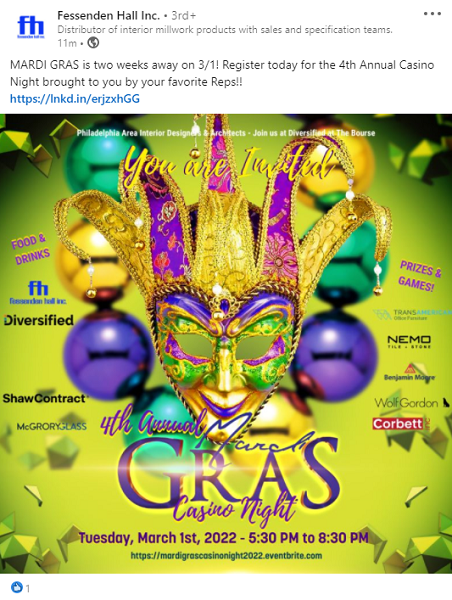 march social media holidays - mardi gras small business linkedin event post