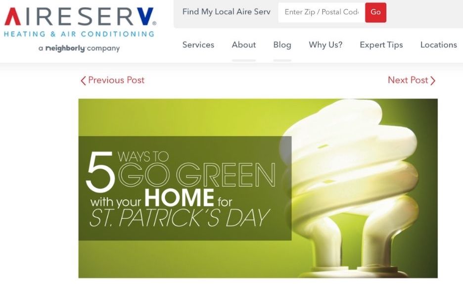 st patricks day marketing idea - go green in your home example