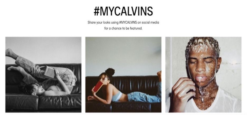 user generated content example from calvin klein on website