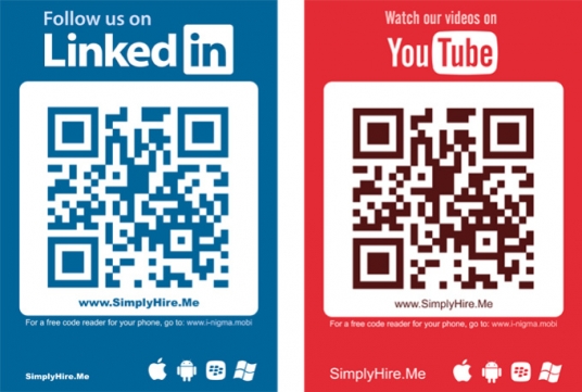 QR code marketing - example of QR codes that lead to social media profiles