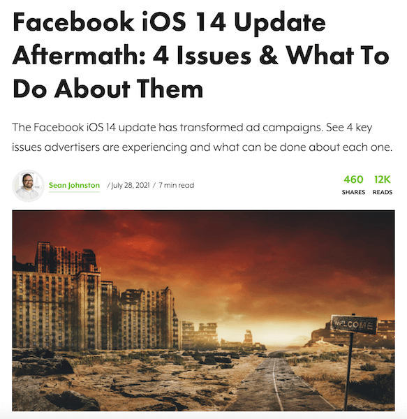 search engine journal article about apple ios update impact on facebook ads