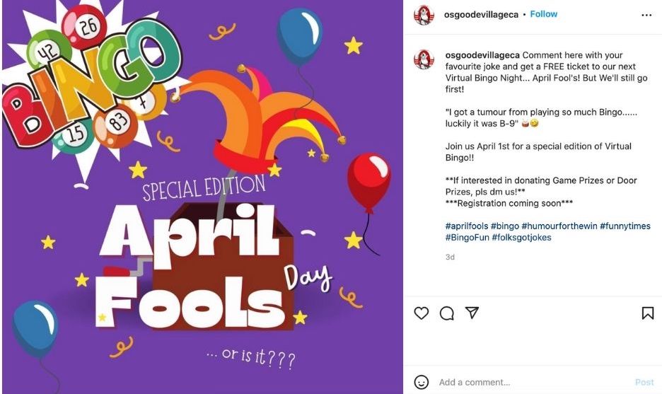april fools social posts - ask your audience for favorite joke