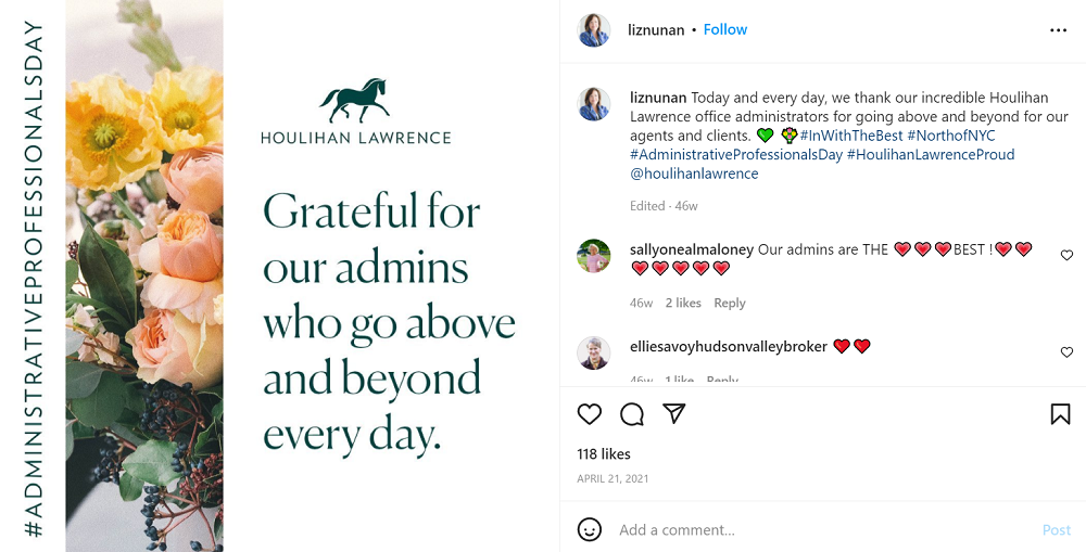 april social media holidays - small business thanking administrative professionals on instagram