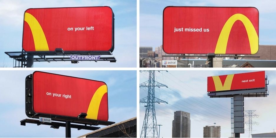 brand awareness example - mcdonalds golden arches billboard series